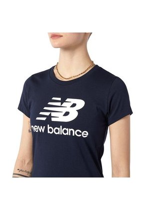 Camiseta New Balance Essentials Stacked Para Mujer-Azul