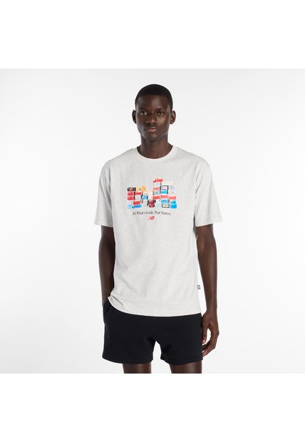 Camisa Deportiva New Balance Original Boxes Gris Para Hombre
