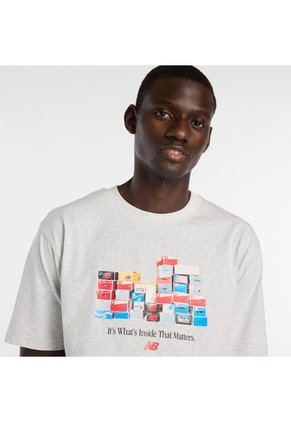 Camisa Deportiva New Balance Original Boxes Gris Para Hombre