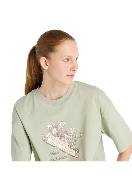 Camisa Deportiva New Balance Original FlowerShoe Verde Mujer