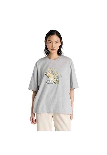 Camisa Deportiva New Balance Original Flower Shoe Gris Mujer