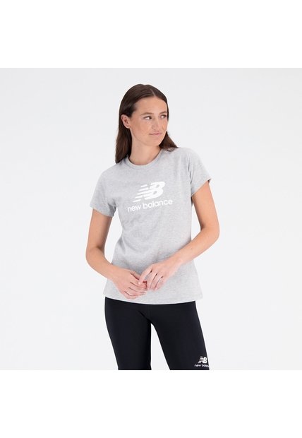 Camisa Deportiva New Balance Original Ess Stacked Gris Mujer