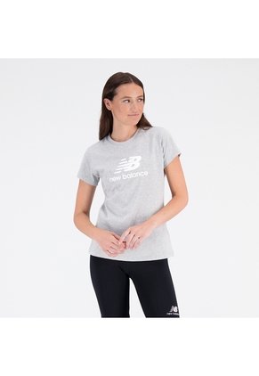 Camisa Deportiva New Balance Original Ess Stacked Gris Mujer