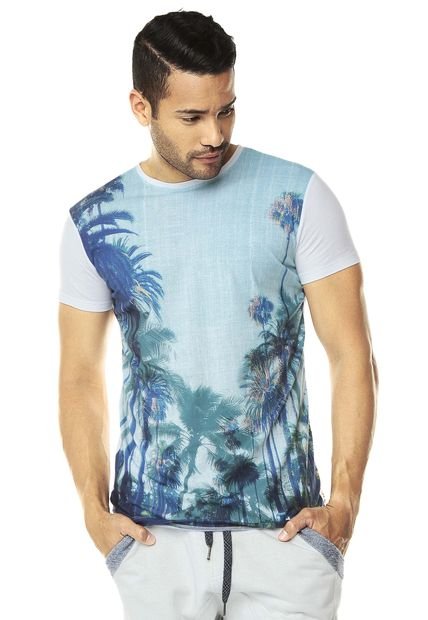 Camiseta Blanca/Azul aguamarina-Royal New Project