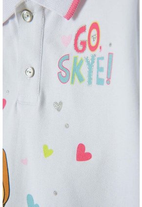 Camiseta De Paw Patrol Blanca Tipo Polo Para Niña 2T A 5T 4T