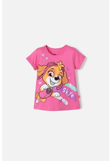 Camiseta De Paw Patrol Rosada Estampada En Frente Para Niña 2T A 5T 2T