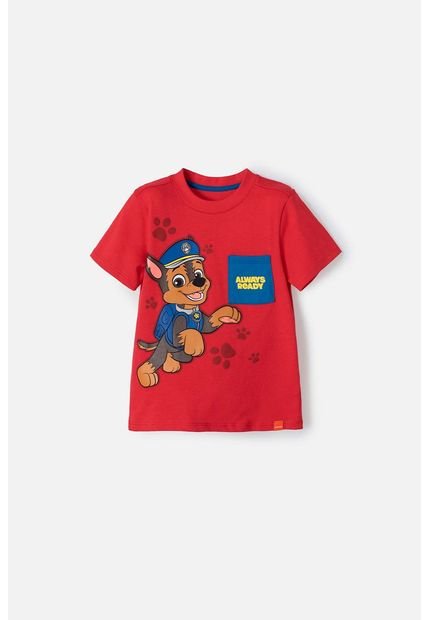 Camiseta De Paw Patrol Manga Corta Rojo Para Niño 2T A 5T 3T