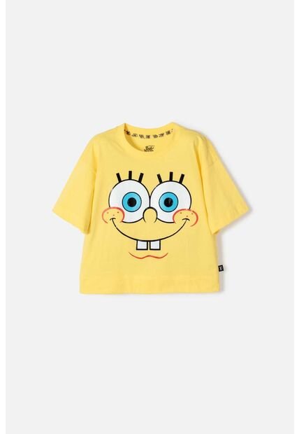 Camiseta De Bob Esponja Manga Corta Amarillo Para Niña 10