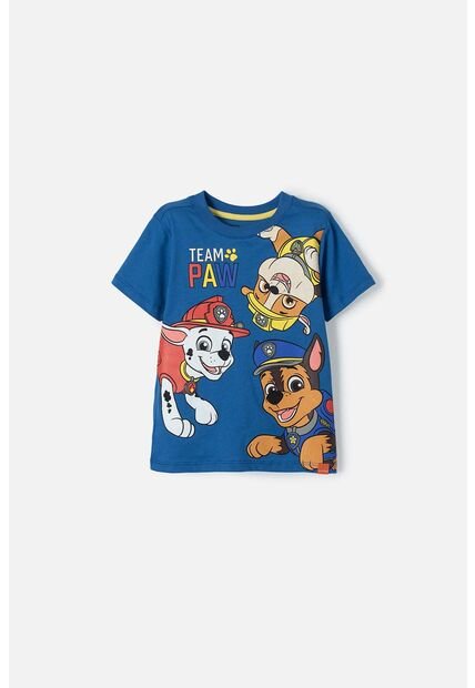 Camiseta De Paw Patrol Manga Corta Azul Para Niño 2T A 6T 3T