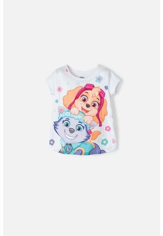 Camiseta De Paw Patrol Manga Corta Blanco Para Niña 2T A 5T 4T Nickelodeon