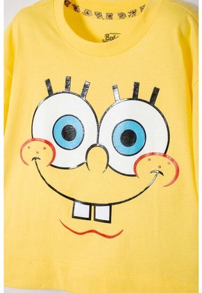 Camiseta De Bob Esponja Manga Corta Amarillo Para Niña 8