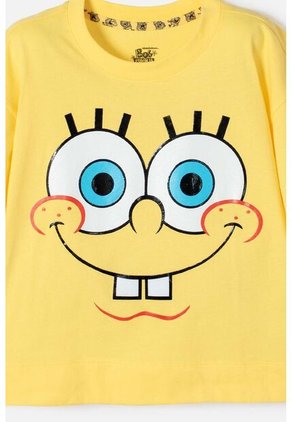 Camiseta De Bob Esponja Manga Corta Amarillo Para Niña 8