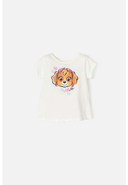 Camiseta De Paw Patrol Blanca De Manga Corta Para Niña 2T A 5T 5T