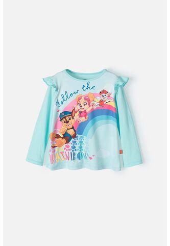 Camiseta De Paw Patrol Azul Clara De Manga Larga Para Niña 2T A 5T 3T Nickelodeon