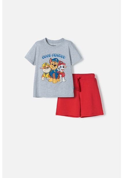 Conjunto De Paw Patrol Rojo Y Gris Jaspe Para Niño 2T A 6T 4T