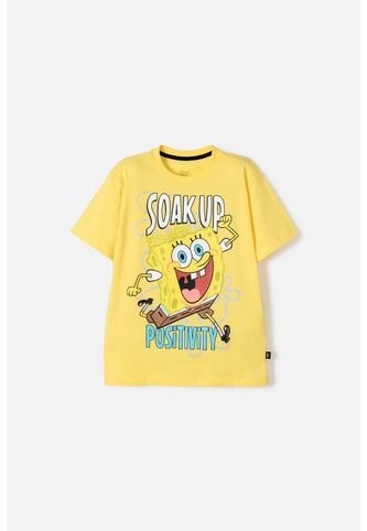 Camiseta De Bob Esponja Manga Corta Amarillo Para Niño 12 Nickelodeon