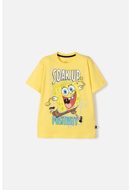 Camiseta De Bob Esponja Manga Corta Amarillo Para Niño 12