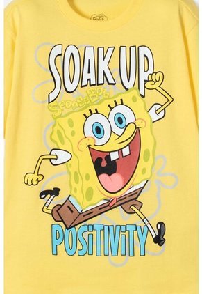 Camiseta De Bob Esponja Manga Corta Amarillo Para Niño 12