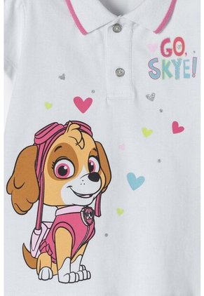 Camiseta De Paw Patrol Blanca Tipo Polo Para Niña 2T A 5T 5T