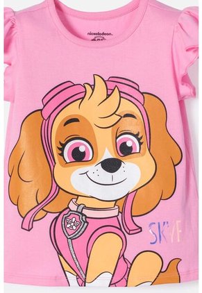 Camiseta De Paw Patrol Manga Corta Rosada Para Niña 2T A 6T 4T