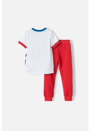 Conjunto De Paw Patrol Blanco Y Rojo De Manga Corta Para Niño 2T A 5T 5T
