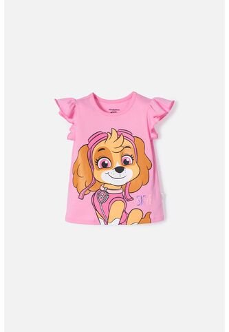 Camiseta De Paw Patrol Manga Corta Rosada Para Niña 2T A 6T 3T Nickelodeon