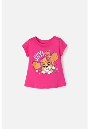 Camiseta De Niña, Manga Corta Fucsia De Paw Patrol 5T