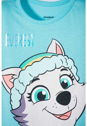 Camiseta De Paw Patrol Manga Corta Turquesa Para Niña 2T A 6T 5T