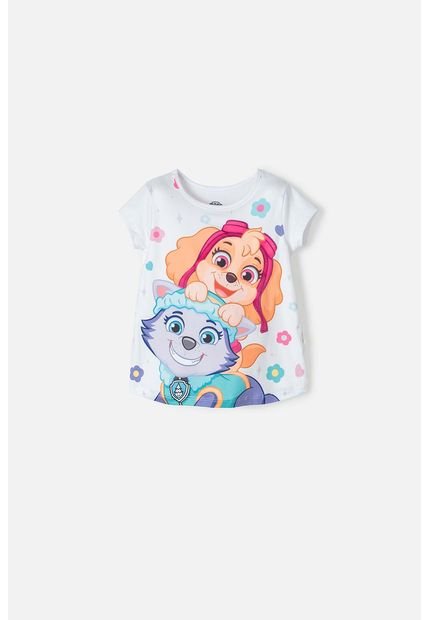 Camiseta De Paw Patrol Manga Corta Blanco Para Niña 2T A 5T 2T