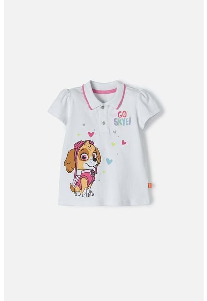 Camiseta De Paw Patrol Blanca Tipo Polo Para Niña 2T A 5T 3T
