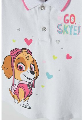 Camiseta De Paw Patrol Blanca Tipo Polo Para Niña 2T A 5T 4T