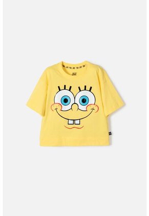 Camiseta De Bob Esponja Manga Corta Amarillo Para Niña 6