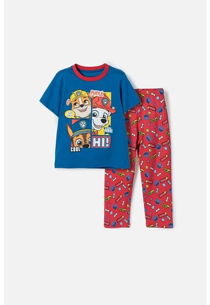 Pijama De Paw Patrol Con Pantalón Largo Azul Y Rojo Para Niño 2T A 6T 3T