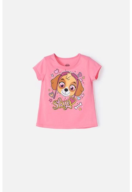 Camiseta De Paw Patrol Rosada Manga Corta Para Niña 2T A 5T 2T