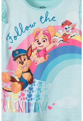 Camiseta De Paw Patrol Azul Clara De Manga Larga Para Niña 2T A 5T 5T