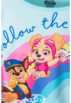 Camiseta De Paw Patrol Azul Clara De Manga Larga Para Niña 2T A 5T 5T
