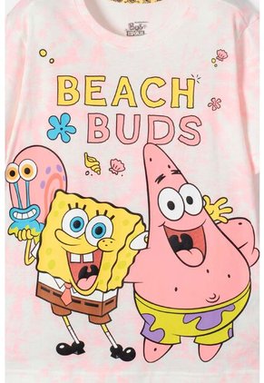 Camiseta De Bob Esponja Manga Corta Coral Para Niña 12