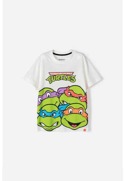 Camiseta De Las Tortugas Ninja Manga Corta Blanca Para Niño 4
