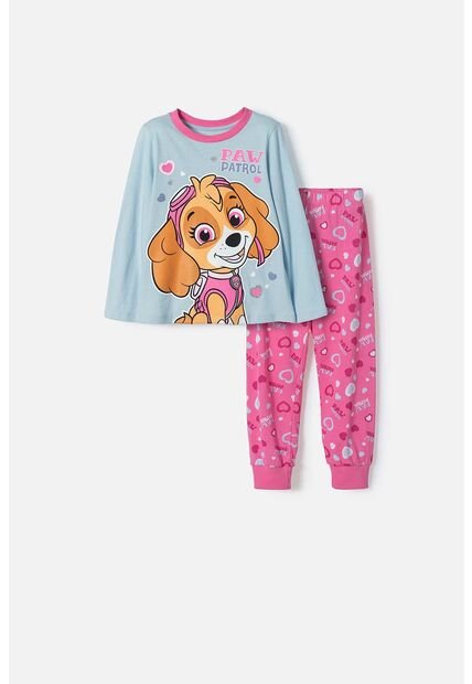 Pijama De Paw Patrol Manga Larga Multicolor Para Niña 2T A 5T 3T