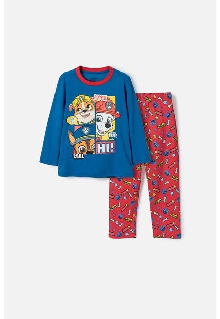 Pijama De Paw Patrol Con Pantalón Largo Azul Y Rojo Para Niño 2T A 6T 2T