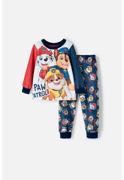 Pijama De Paw Patrol Manga Larga Azul Y Blanco Para Niño 2T A 5T 5T