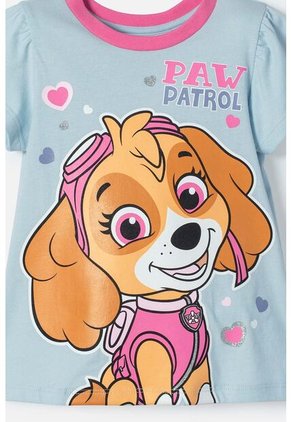 Pijama De Paw Patrol Azul Y Fucsia Manga Corta Para Niña 2T A 6T 2T