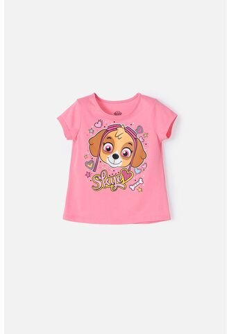 Camiseta De Paw Patrol Rosada Manga Corta Para Niña 2T A 5T 3T Nickelodeon
