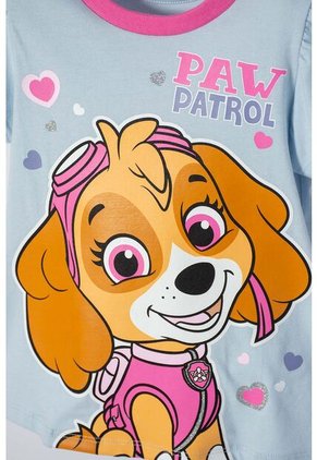 Pijama De Paw Patrol Azul Y Fucsia Manga Corta Para Niña 2T A 6T 3T