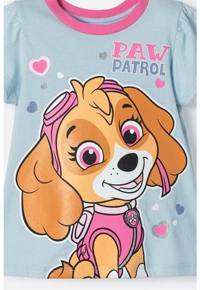 Pijama De Paw Patrol Azul Y Fucsia Manga Corta Para Niña 2T A 6T 3T