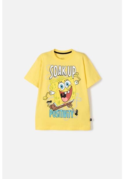 Camiseta De Bob Esponja Manga Corta Amarillo Para Niño 10