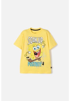 Camiseta De Bob Esponja Manga Corta Amarillo Para Niño 10