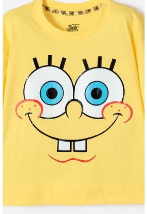 Camiseta De Bob Esponja Manga Corta Amarillo Para Niña 10
