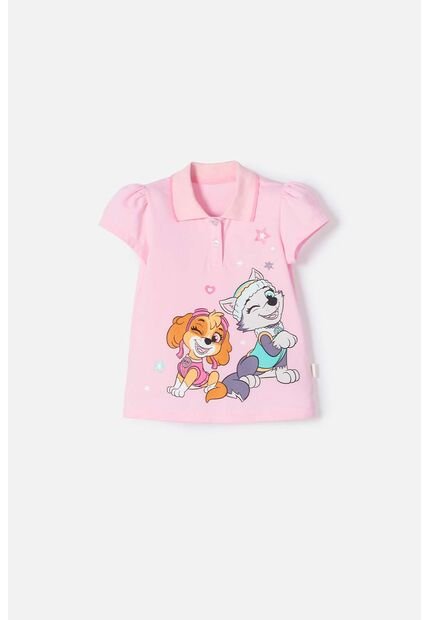 Camiseta Tipo Polo De Paw Patrol Rosada Para Niña 2T A 6T 2T
