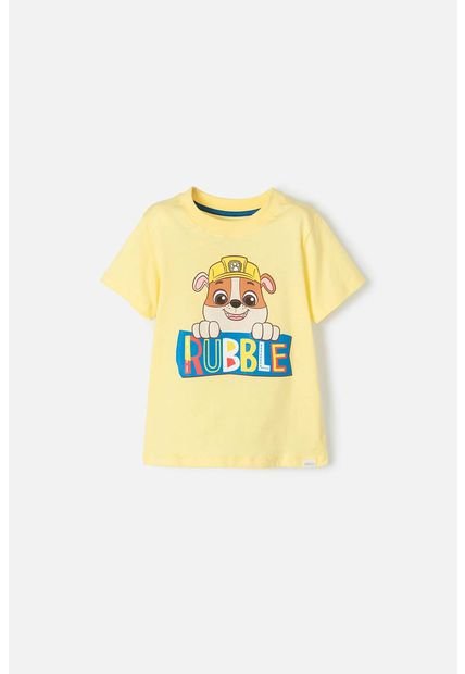 Camiseta De Paw Patrol Estampada Amarilla Para Niño De 2T A 5T 5T